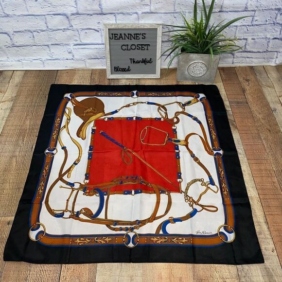 Gim Renoir vintage scarf equestrian print - Picture 1 of 10